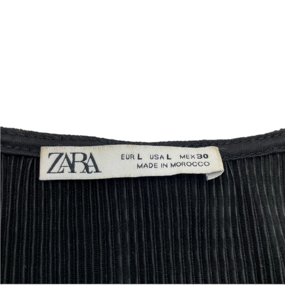 Zara Micro Pleated Top Large Black - Picture 7 of 9